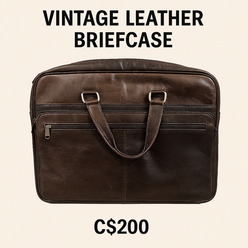 Vintage leather briefcase - Genuine Leather